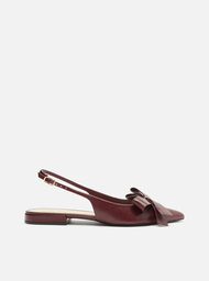 Sapatilha Vermelha Arezzo Couro Slingback Laço Lateral
