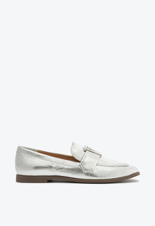 Mocassim Couro Prata