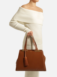 Bolsa Shopping Marrom Couro Jeni Grande
