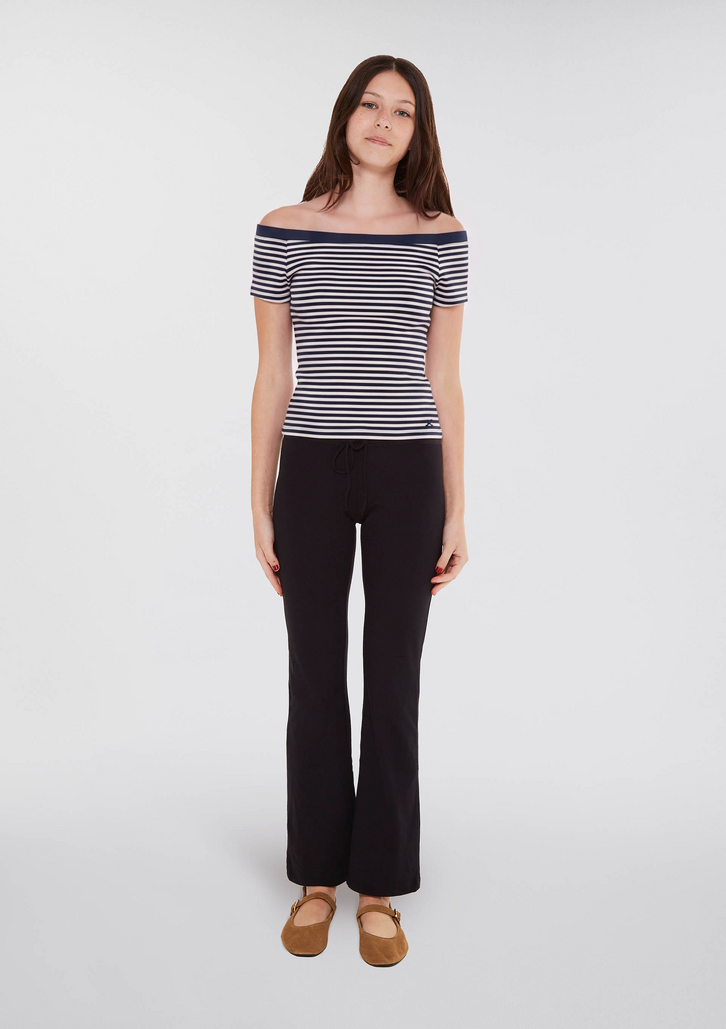 Blusa Azul Hering Teen Ombro A Ombro Fio Tinto