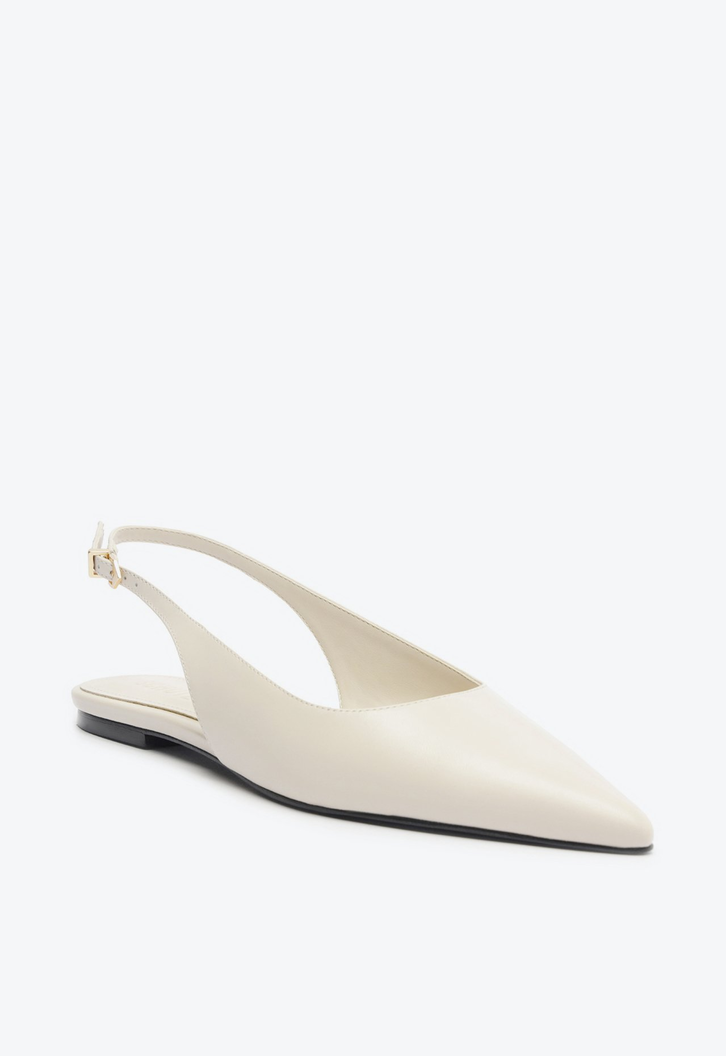 Sapato Slingback Rasteiro Couro Branco