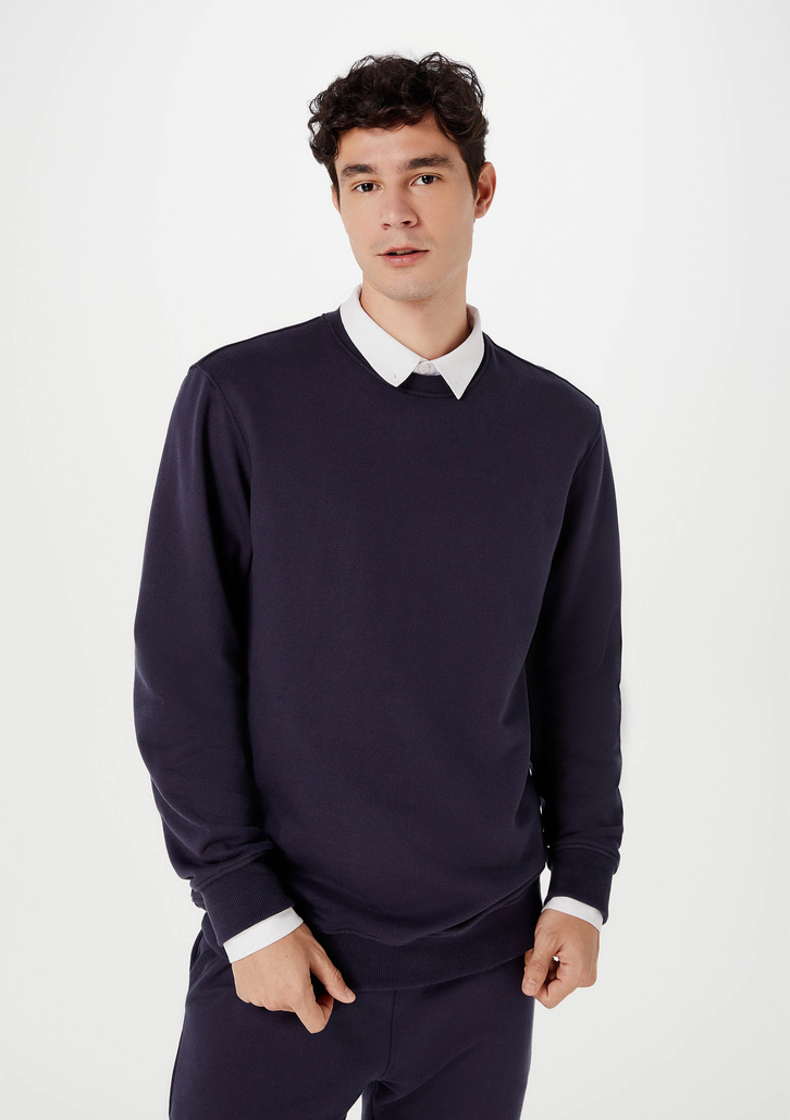 Blusão Azul Escuro Hering Básico Masculino Comfort Em Moletom Peluciado