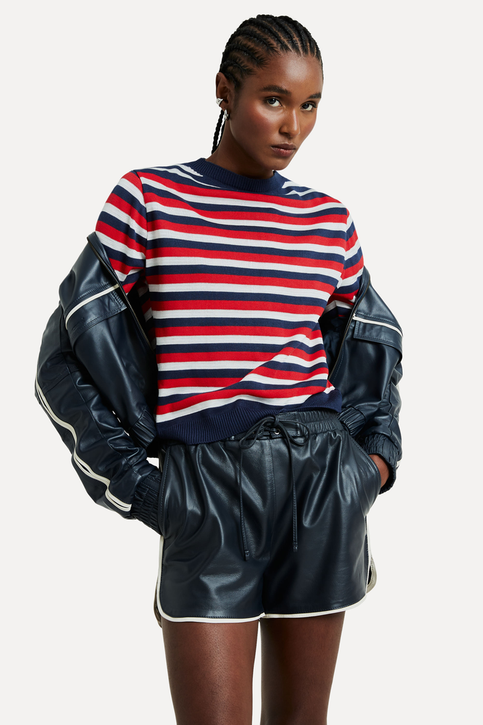 BLUSA AZUL REVERSA TRICOT LISTRADO NAUTICO