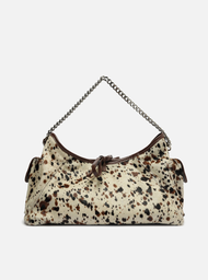 Bolsa Tiracolo Branca Pelo Cow Pequena Laço