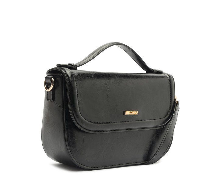 Bolsa Tiracolo Média Com Tampa e Puxador Preta | ZZ MALL
