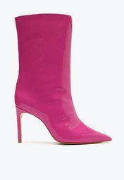 Bota Rosa Schutz Salto Alto Mary Verniz