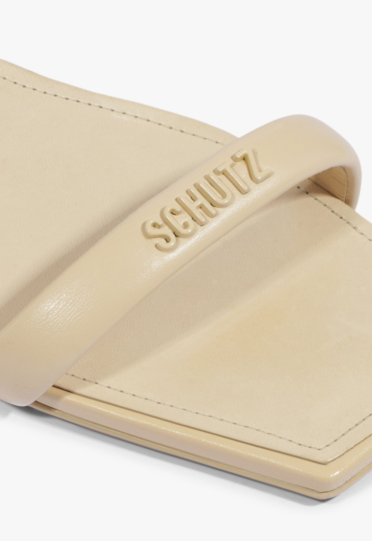 Sandália Mule Glam Couro Amarelo