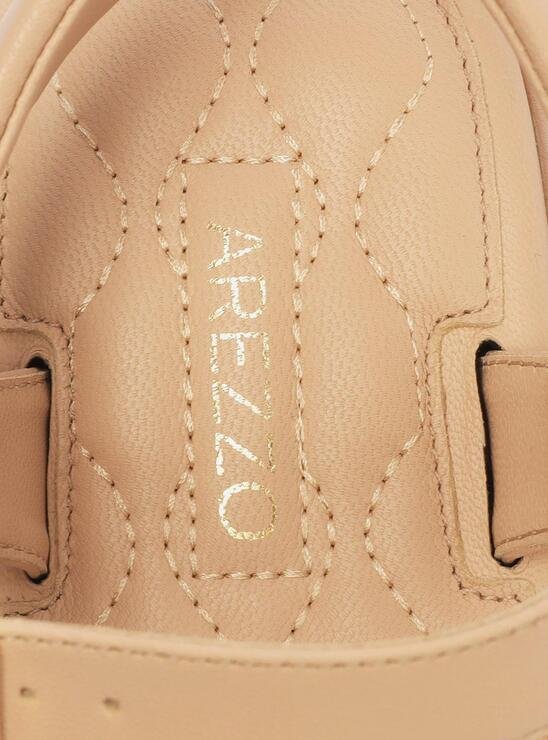 SANDÁLIA PAPETE FLATFORM NUDE AREZZO COURO GORGURÃO