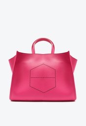 Bolsa Tote Rosa Arezzo Grande Logo Perfurado