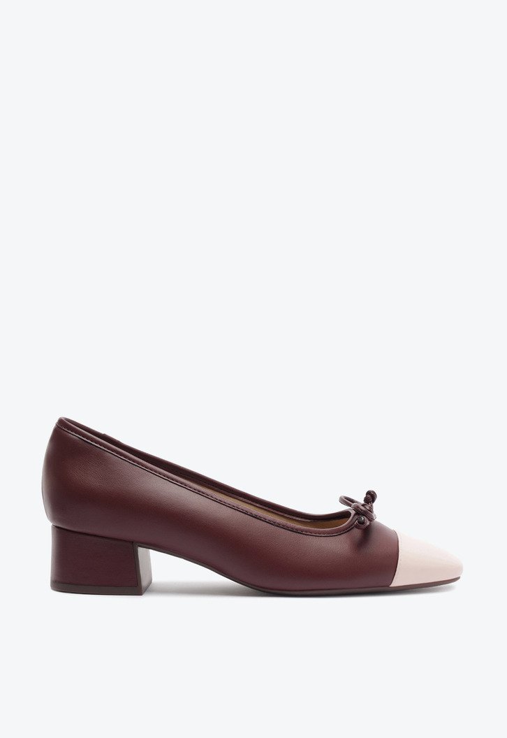 Scarpin Salto Bloco Laço Bicolor Vinho