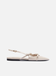 Sapatilha Nude Arezzo Verniz Slingback Tiras Fivelas