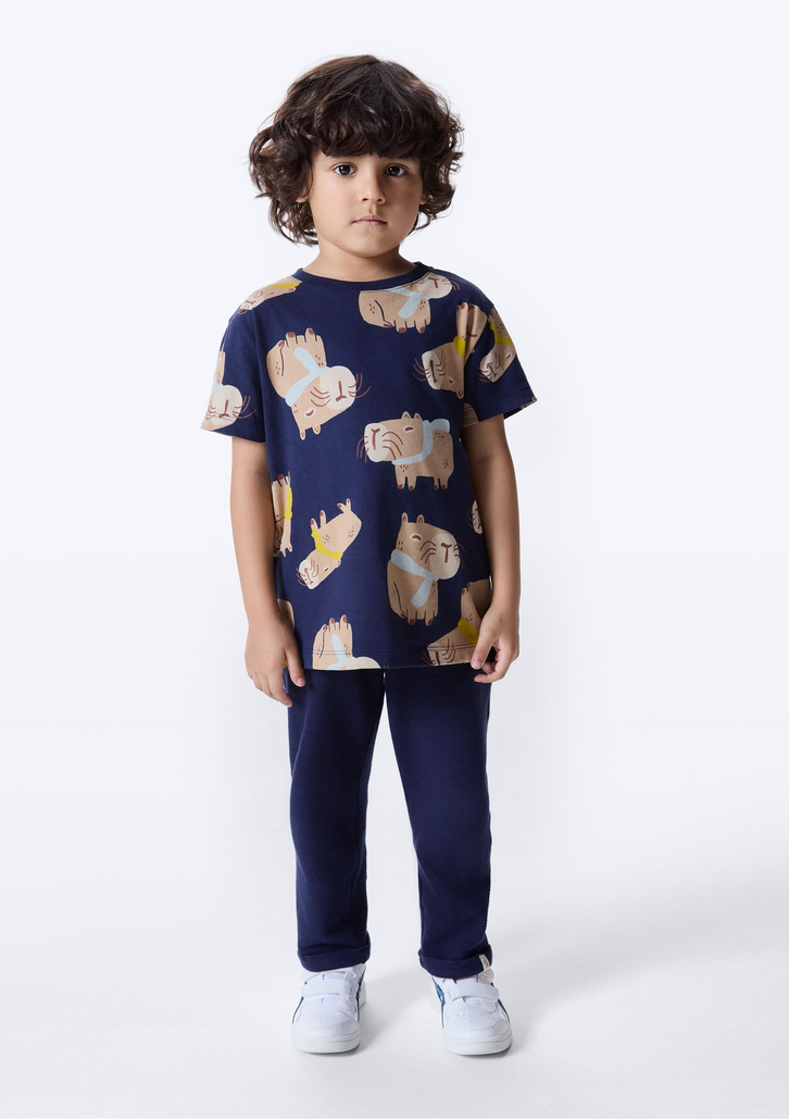 Calça Azul Escuro Hering Infantil Menino Toddler Reta