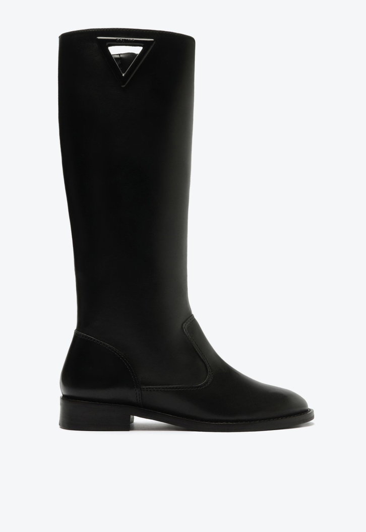 Bota Cano Longo Montaria Couro Preta