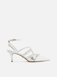 Scarpin Prata Arezzo Salto Kitten Tiras