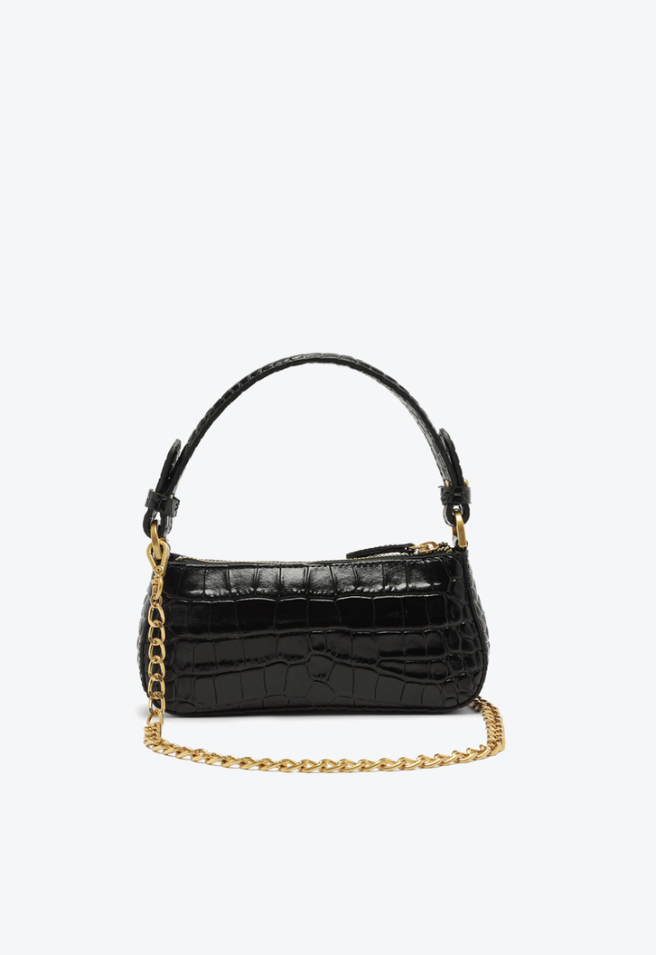 Bolsa Preta Vicenza Shoulder Lien Pequena | ZZ MALL