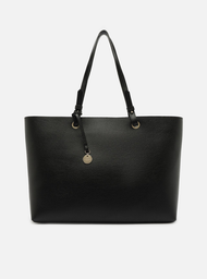 Bolsa Shopping Preta Arezzo Grande Charm Metal