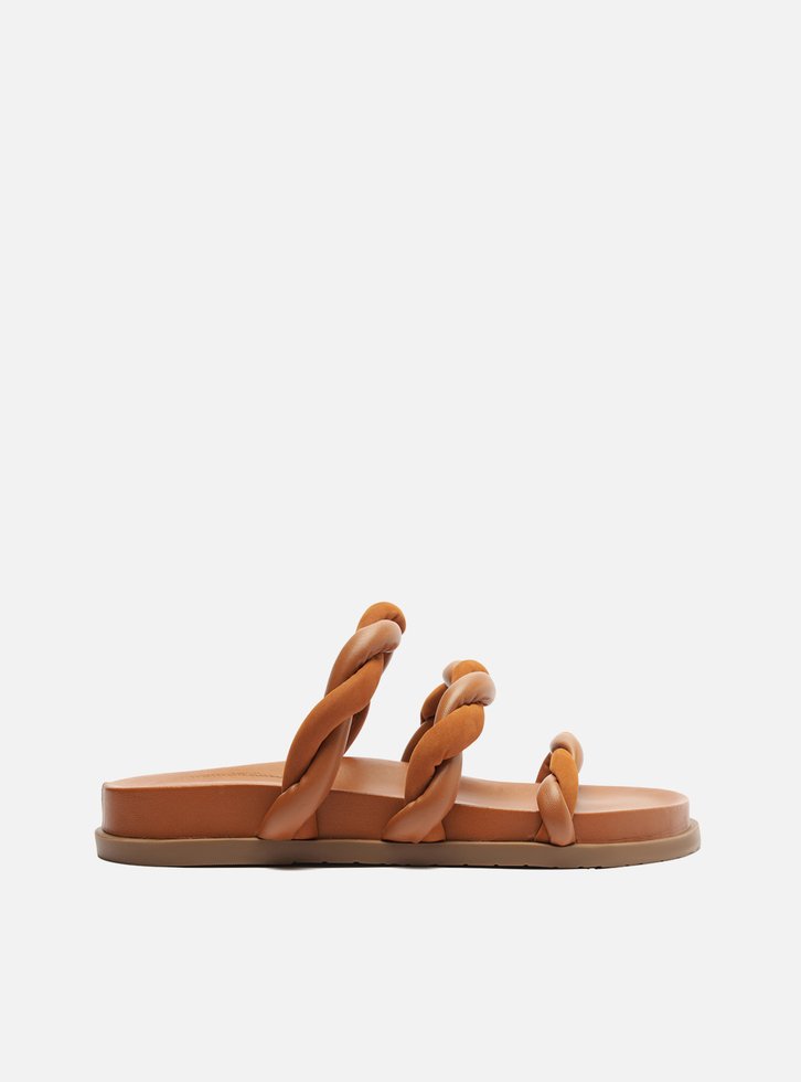 Sandália Papete Marrom Tiras