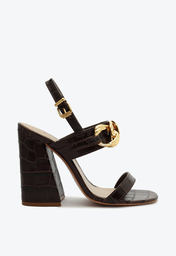 Sandália Bege Marrom Schutz Mikka Wide Croco