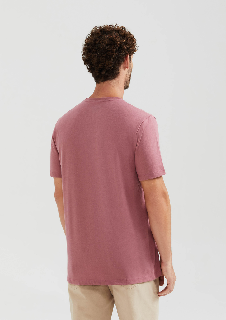 Camiseta Básica Rosa Hering Manga Curta Regular World