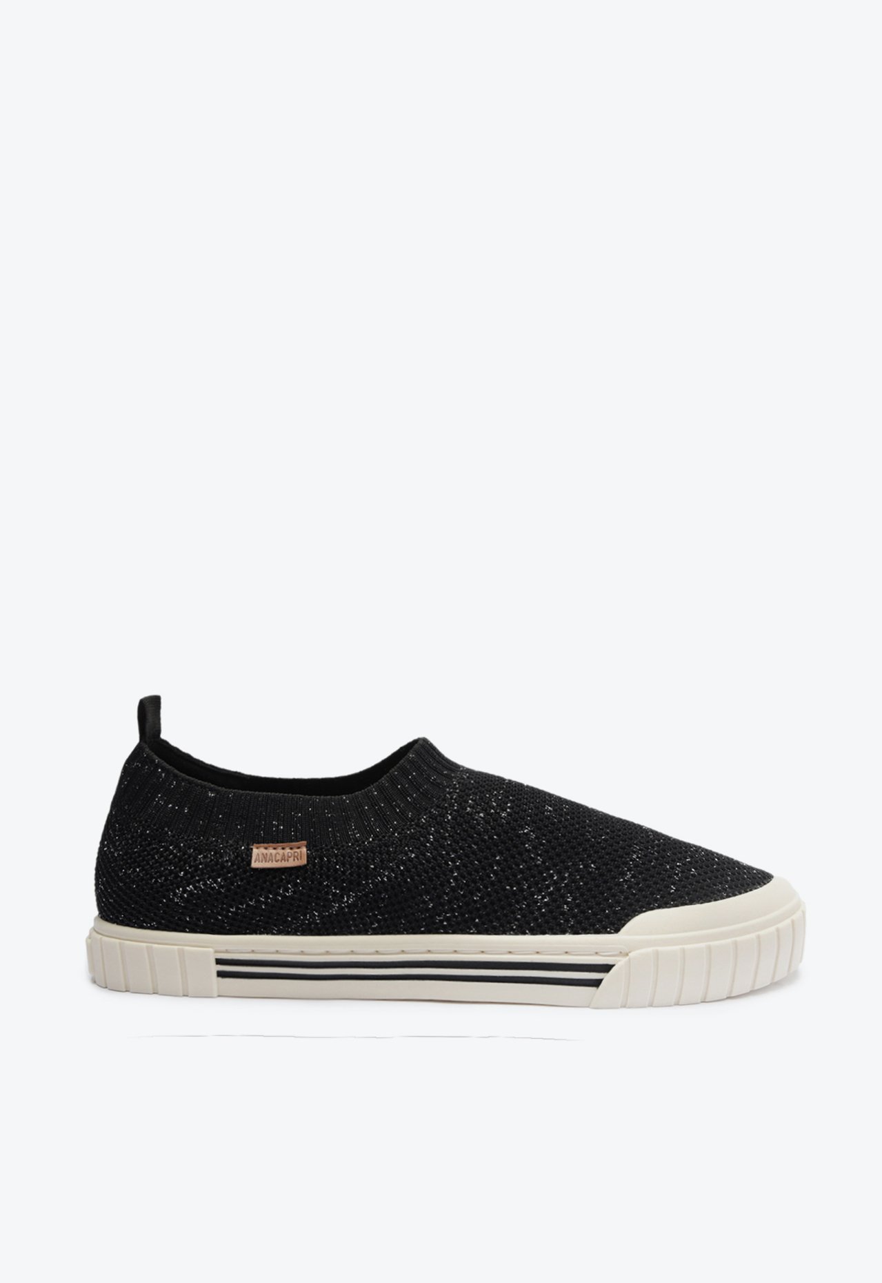 Tênis Slip On Preto Anacapri Alê Knit Brilhoso ZZ MALL