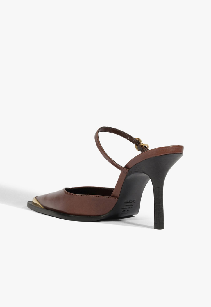 Mule Charlotte Couro Marrom