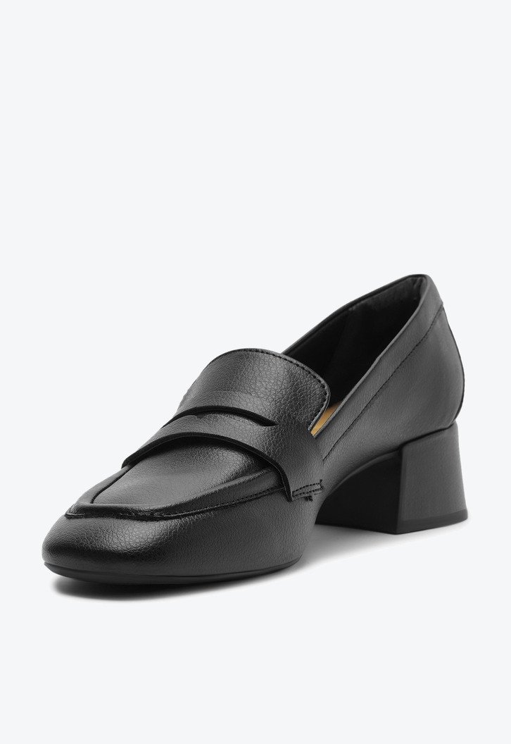 Mocassim Salto Bloco Loafer Preto