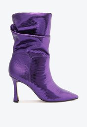 Bota Roxa Arezzo Snake Salto Alto Fino Slouchy