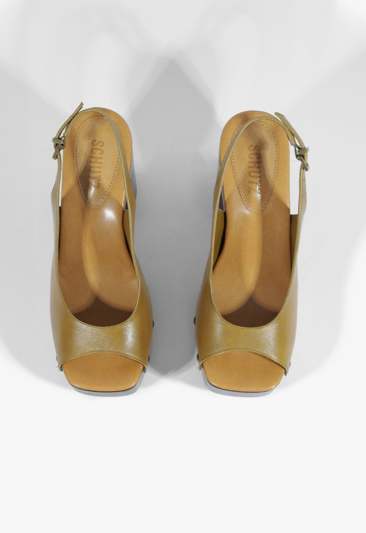 Clog Slingback Couro Bege