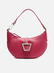 Bolsa Hobo Rosa Arezzo Couro Emily Pequena Pedraria