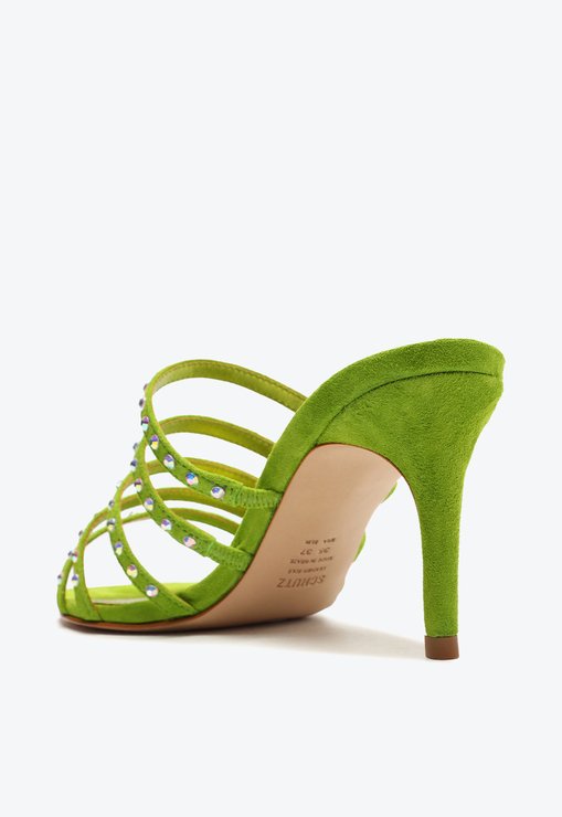 Sandália Tiras Brilho Nobuck Verde