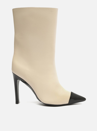 Bota Off-white Arezzo Couro Cano Médio Cap Toe