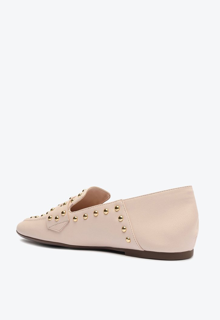SAPATO MOCASSIM BRANCO SCHUTZ BAIXO COURO TACHAS