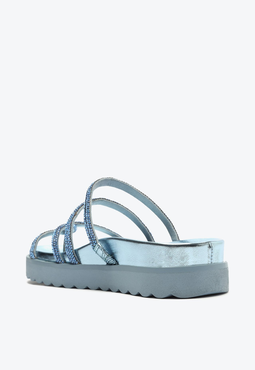 Sandália Papete Phoebe Sporty Tratorada Brilho Azul