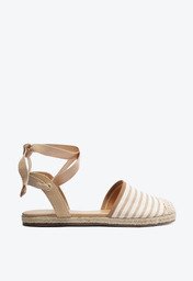 Sandália Espadrille Amarração Natural Branca e Bege