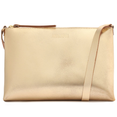 Crossbody Dourada Anacapri Couro Cora Média
