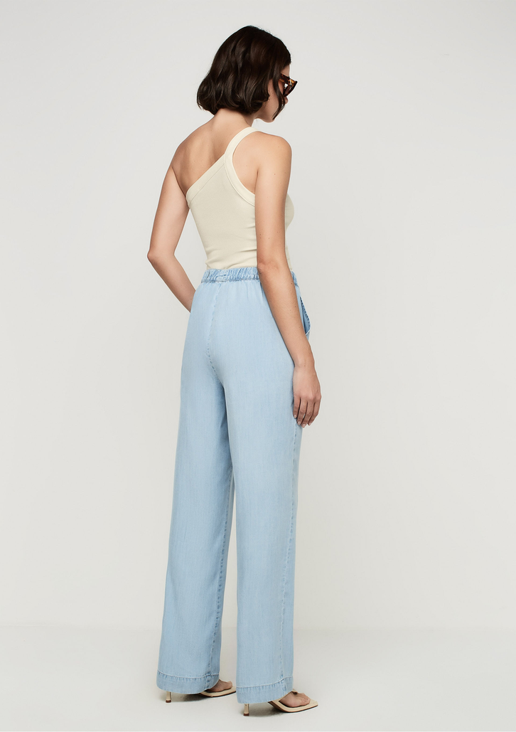 Calça Em Jeans Azul DZARM De Liocel Reta Cintura Alta