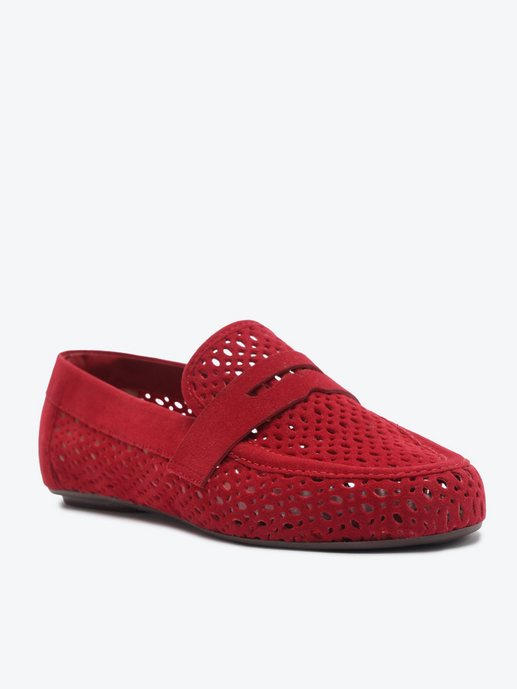 Mocassim Acamurçado Vazado Vermelho