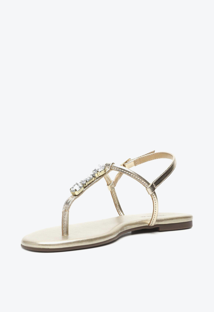 Rasteira Dourado Anacapri Metalizada Pedrarias Champagne
