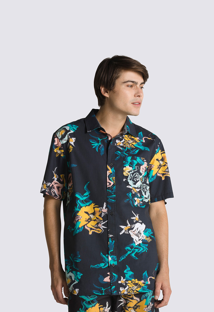 Camisa Kessel Ss Crooked Floral Black