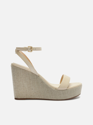 Sandália Plataforma Off-White Arezzo Tiras Cassis