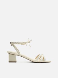 SANDÁLIA OFF-WHITE AREZZO TIRAS CORDÃO SALTO BLOCO