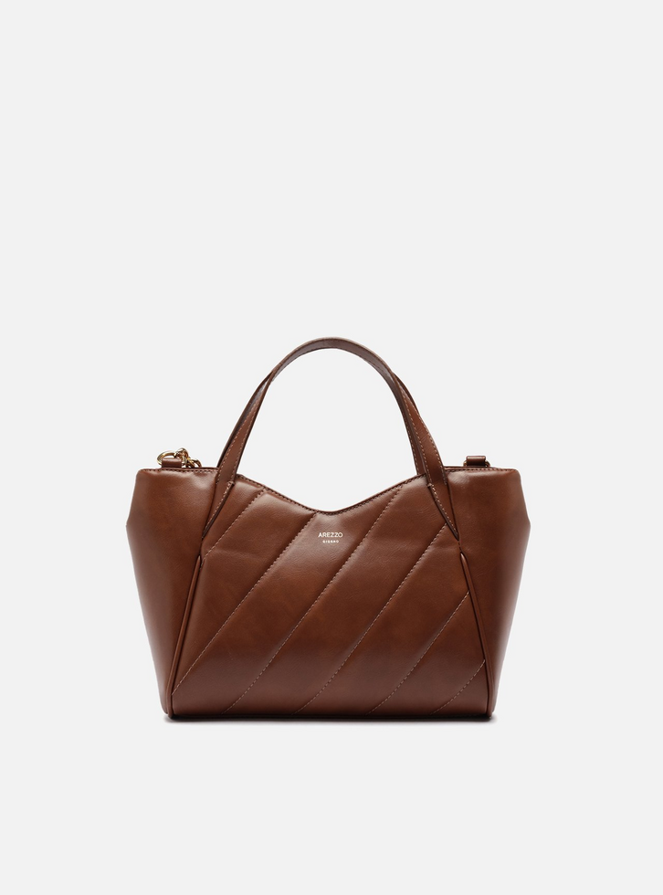 Bolsa Tote Marrom Média Matelassê Alça Corrente
