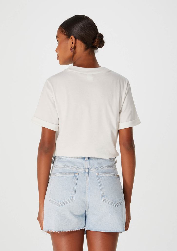 Blusa Off-White Hering Básica Manga Curta Com Dobra