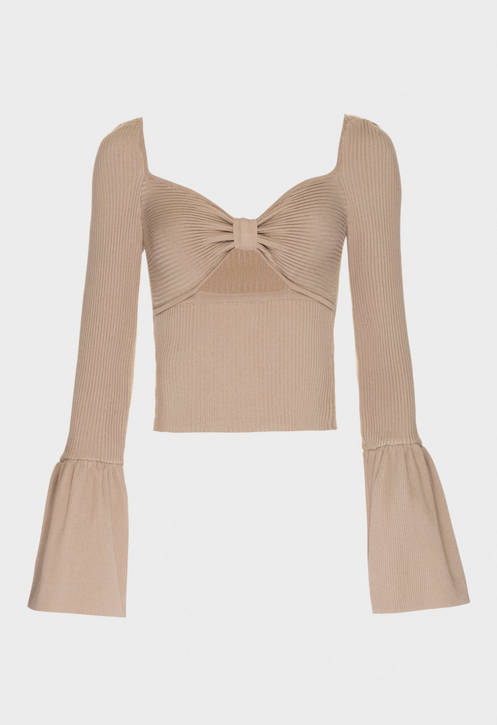 Blusa Manga Longa Tricô Heloa Bege