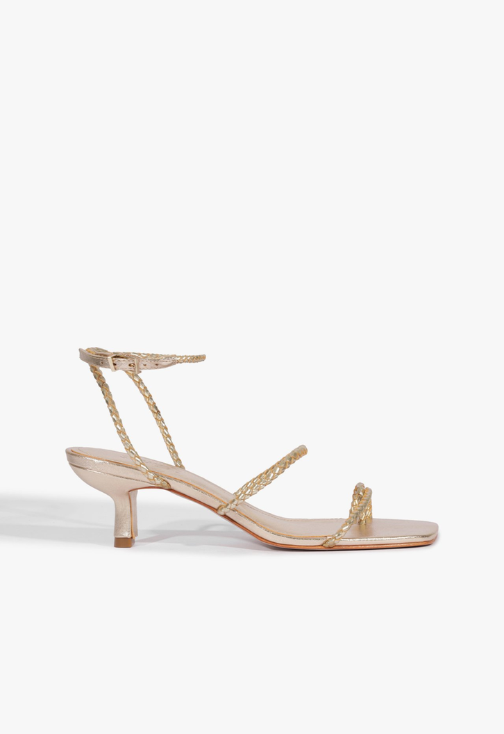 さと Sandália Midi Dourada Schutz Salto Trança | ZZ MALL