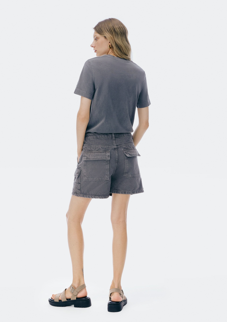 Shorts Cinza Hering Cargo Em Sarja Estonada