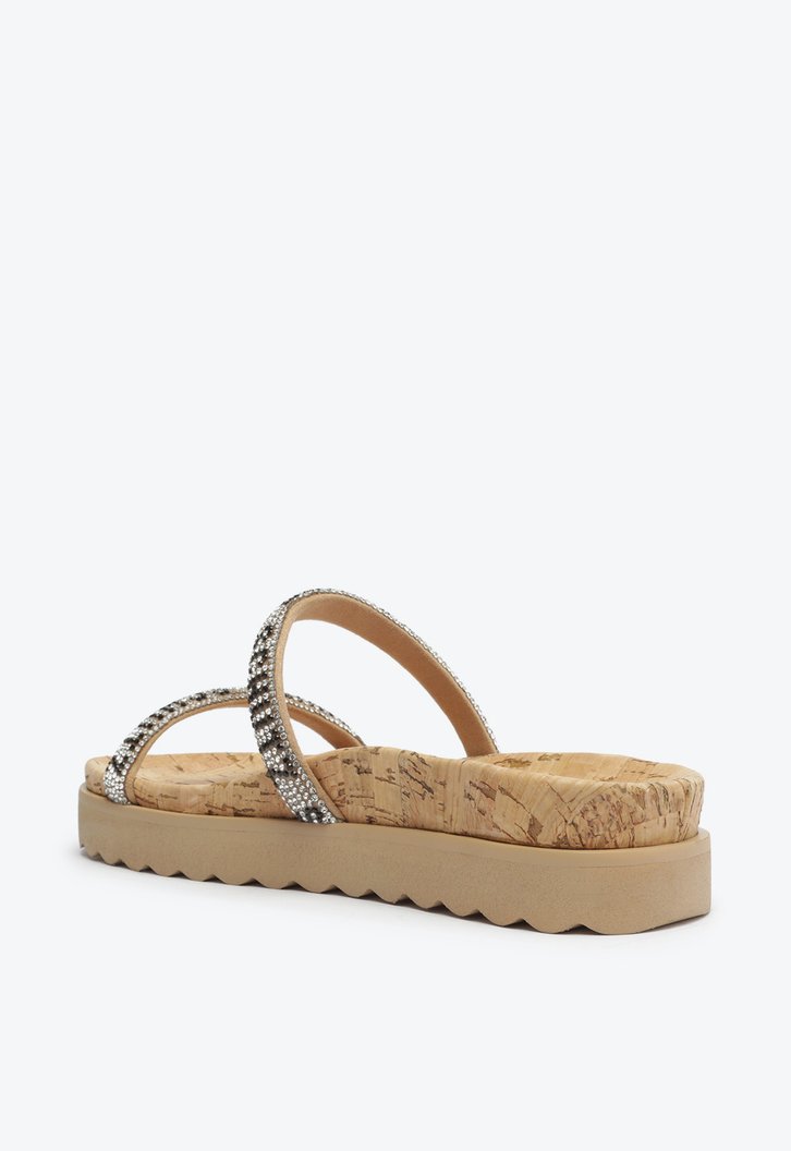 Sandália Papete Brilho Bege Claro