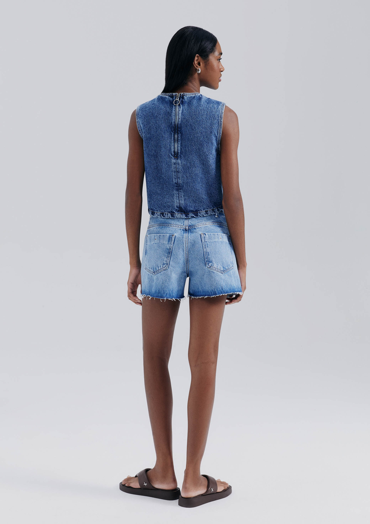 Shorts Jeans Azul Hering Barra A Fio