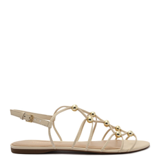 Sandália Rasteira Off-White Arezzo Tiras Esferas