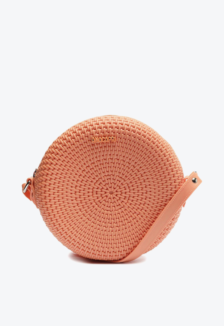 Crossbody Laranja Anacapri Redonda Veneza Texturizada Média